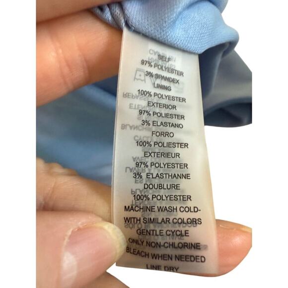 NWT Vince Camuto Summer Blue Drape Neck Sleeveless Dress  4 - Picture 9 of 12